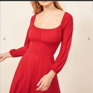NWOT. Reformation Pippa Red Midi Dress.